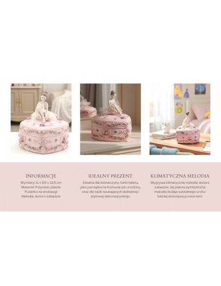 Pozytywka Pudełeczko Baletnica Serce Jezioro Łabędzie – MP-19031