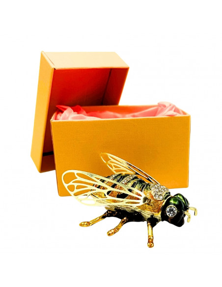 Ekskluzywne Pudełko Szkatułka na Biżuterię Zdobione Kryształkami – Pszczoła – HX542