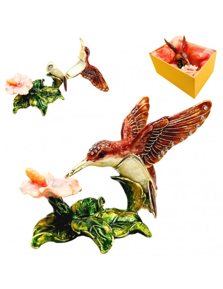 Ekskluzywne Pudełeczko Szkatułka na Biżuterię Zdobione Kryształkami – Koliber – HX357