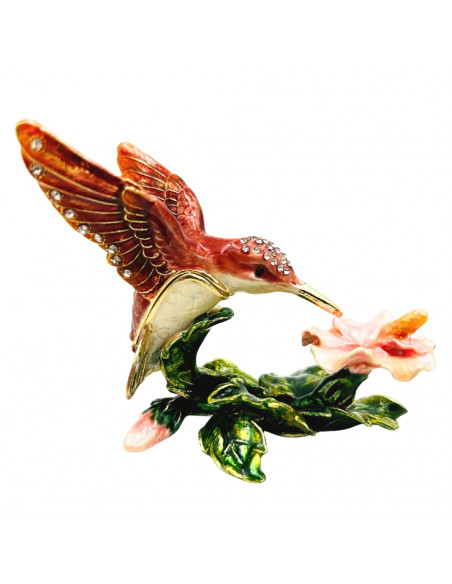 Ekskluzywne Pudełeczko Szkatułka na Biżuterię Zdobione Kryształkami – Koliber – HX357