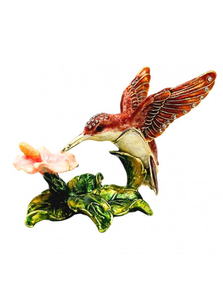 Ekskluzywne Pudełeczko Szkatułka na Biżuterię Zdobione Kryształkami – Koliber – HX357