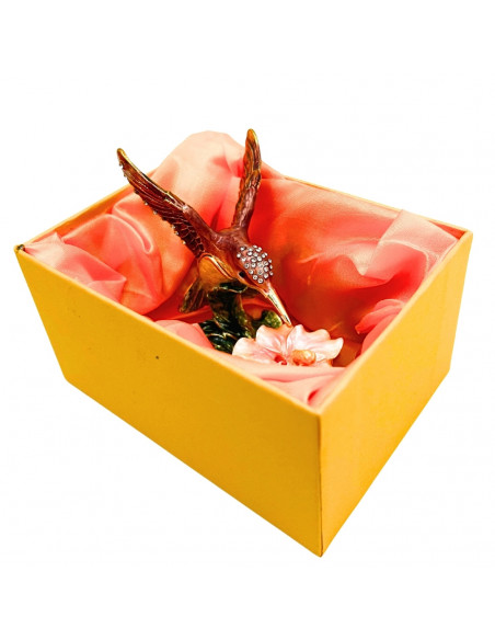 Ekskluzywne Pudełeczko Szkatułka na Biżuterię Zdobione Kryształkami – Koliber – HX357