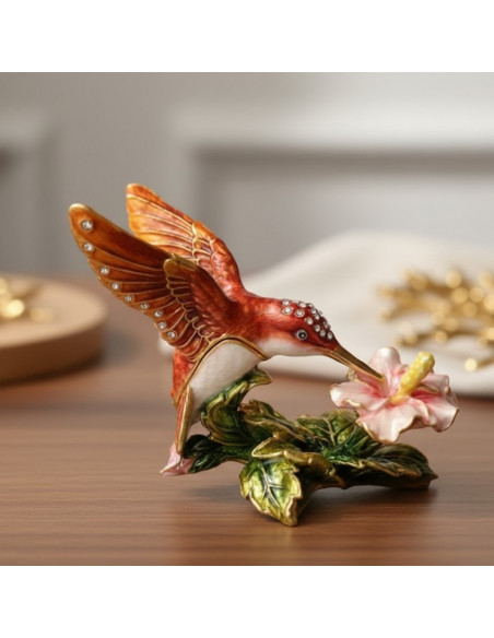 Ekskluzywne Pudełeczko Szkatułka na Biżuterię Zdobione Kryształkami – Koliber – HX357