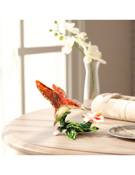 Ekskluzywne Pudełeczko Szkatułka na Biżuterię Zdobione Kryształkami – Koliber – HX357