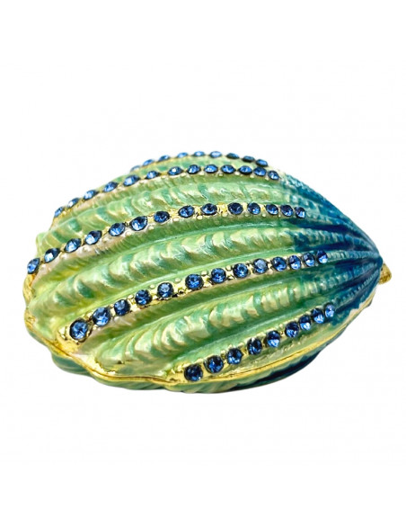 Pudełeczko Szkatułka na Biżuterię Zdobione Kryształkami – Muszelka – HX068