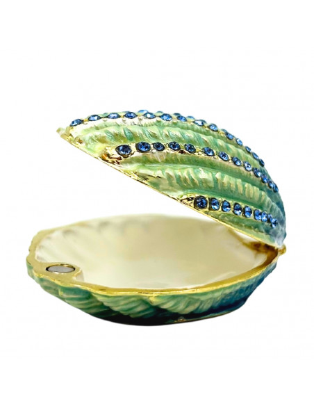 Pudełeczko Szkatułka na Biżuterię Zdobione Kryształkami – Muszelka – HX068