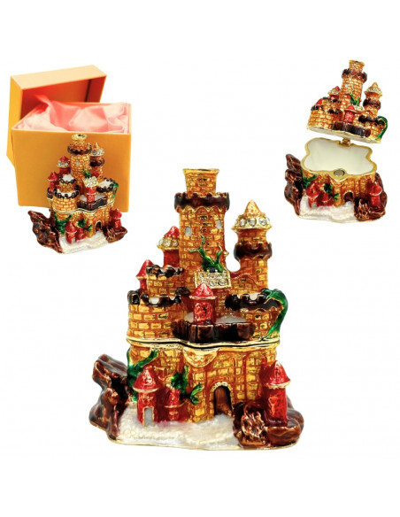 Pudełeczko Szkatułka na Biżuterię Zdobione Kryształkami – Zamek  – HX580