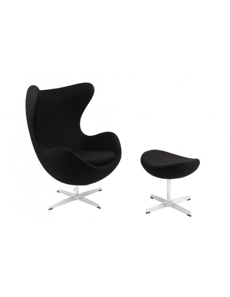 D2.DESIGN FOTEL JAJO Z PODNÓŻKIEM KASZMIR 1 CZARNY PREMIUM