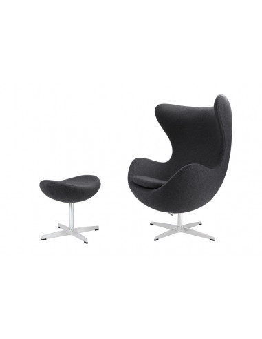 D2.DESIGN FOTEL JAJO Z PODNÓŻKIEM KASZMIR 41 SZARY CIEMNY PREMIUM