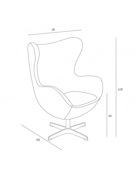 D2.DESIGN FOTEL JAJO Z PODNÓŻKIEM KASZMIR 41 SZARY CIEMNY PREMIUM