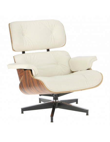 D2.DESIGN FOTEL VIP Z PODNÓŻKIEM BIAŁY/ROSEWOOD/ SREBRNA BAZA