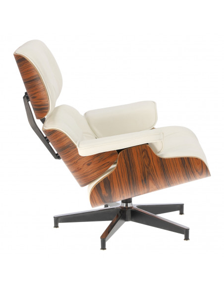 D2.DESIGN FOTEL VIP Z PODNÓŻKIEM BIAŁY/ROSEWOOD/ SREBRNA BAZA