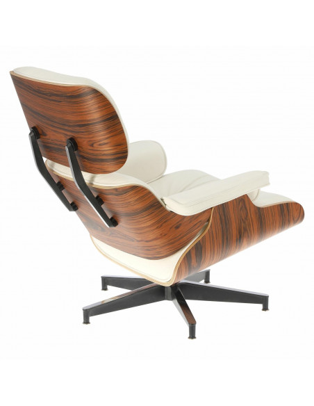 D2.DESIGN FOTEL VIP Z PODNÓŻKIEM BIAŁY/ROSEWOOD/ SREBRNA BAZA