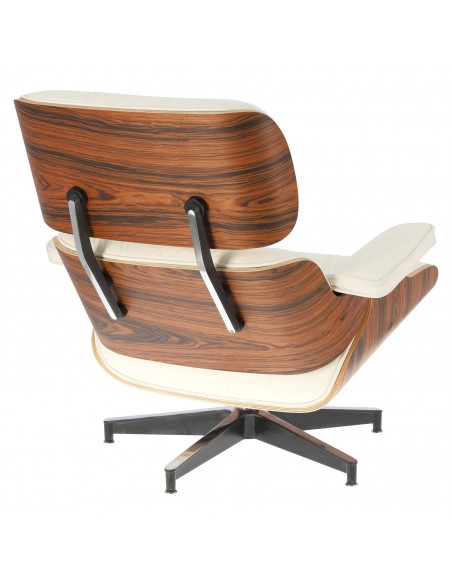 D2.DESIGN FOTEL VIP Z PODNÓŻKIEM BIAŁY/ROSEWOOD/ SREBRNA BAZA