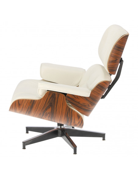 D2.DESIGN FOTEL VIP Z PODNÓŻKIEM BIAŁY/ROSEWOOD/ SREBRNA BAZA