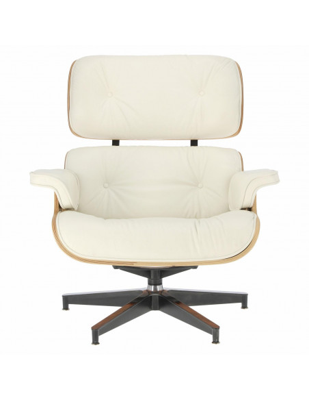 D2.DESIGN FOTEL VIP Z PODNÓŻKIEM BIAŁY/ROSEWOOD/ SREBRNA BAZA