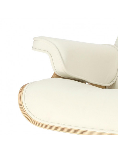 D2.DESIGN FOTEL VIP Z PODNÓŻKIEM BIAŁY/ROSEWOOD/ SREBRNA BAZA