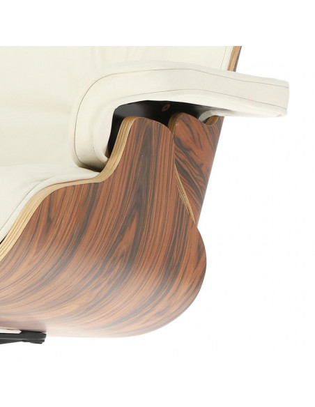 D2.DESIGN FOTEL VIP Z PODNÓŻKIEM BIAŁY/ROSEWOOD/ SREBRNA BAZA