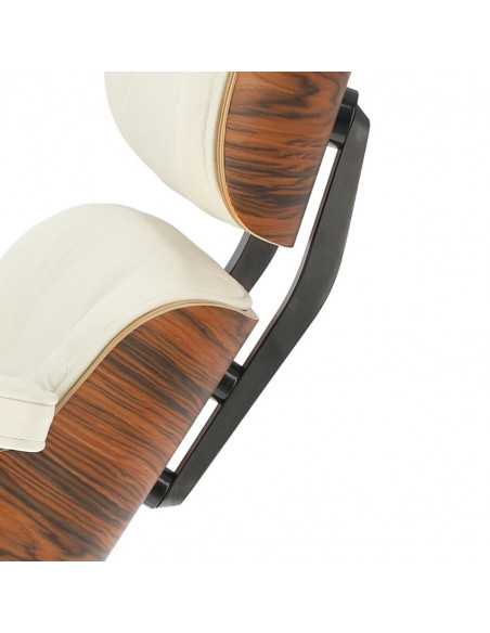 D2.DESIGN FOTEL VIP Z PODNÓŻKIEM BIAŁY/ROSEWOOD/ SREBRNA BAZA