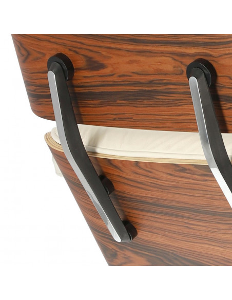 D2.DESIGN FOTEL VIP Z PODNÓŻKIEM BIAŁY/ROSEWOOD/ SREBRNA BAZA