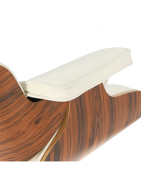 D2.DESIGN FOTEL VIP Z PODNÓŻKIEM BIAŁY/ROSEWOOD/ SREBRNA BAZA