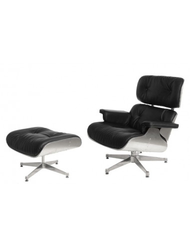 D2.DESIGN FOTEL VIP Z PODNÓŻKIEM CZARNY/ALUMINIUM