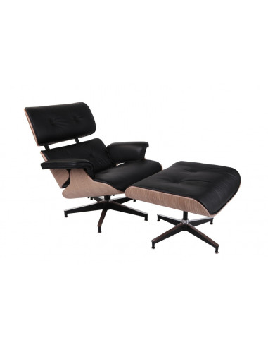 D2.DESIGN FOTEL VIP Z PODNÓŻKIEM CZARNY/NATURAL OAK/STANDARD BASE