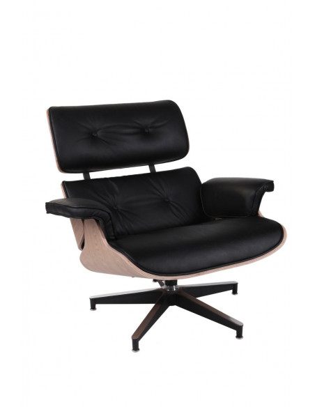 D2.DESIGN FOTEL VIP Z PODNÓŻKIEM CZARNY/NATURAL OAK/STANDARD BASE