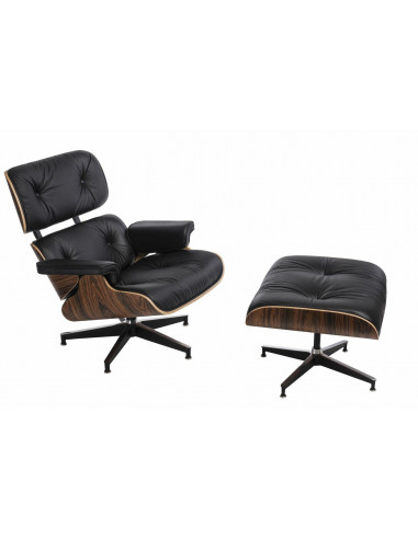 D2.DESIGN FOTEL VIP Z PODNÓŻKIEM CZARNY/ROSEWOOD /STANDARD BASE