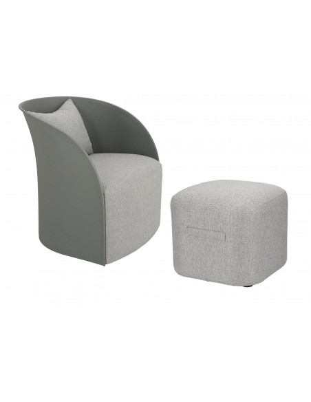 INTESI FOTEL Z PODNÓŻKIEM PURI SZARY