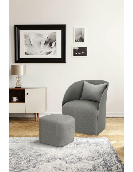 INTESI FOTEL Z PODNÓŻKIEM PURI SZARY