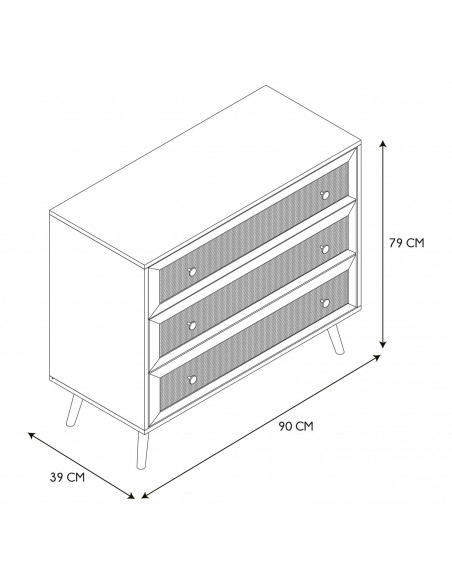 INTESI KOMODA BALI TRZY SZUFLADY