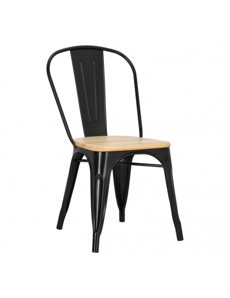 D2.DESIGN KRZESŁO PARIS WOOD CZARNE SOSNA NATURALN