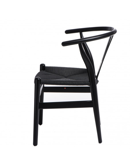 D2.DESIGN KRZESŁO WICKER CZARNE CZARNY INSPIROWANY WISHBONE