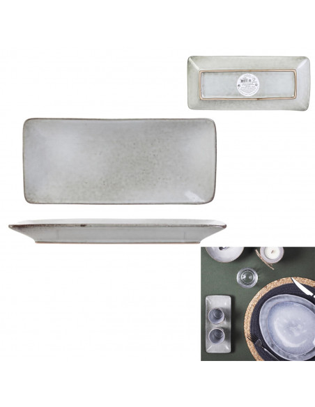 INTESI PROSTOKĄTNY TALERZ TIERRA SZARY 22X10