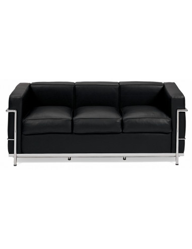 D2.DESIGN SOFA TRZYOSOBOWA KUBIK CZARNA SKÓRA TP